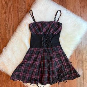 Tripp NYC plaid corset mini dress